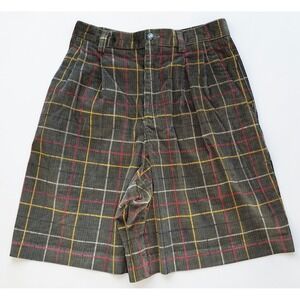 Lizsport Vintage Corduroy Plaid Shorts High Waist Cotton Womens 6 Liz Claiborne